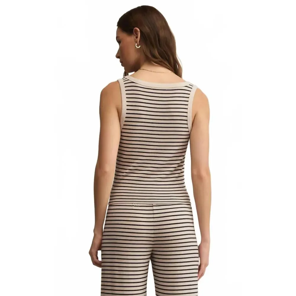 Z SUPPLY luxe stripe tank top in crystal - Picture 3 of 4